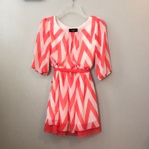 coral chevron with tied bow